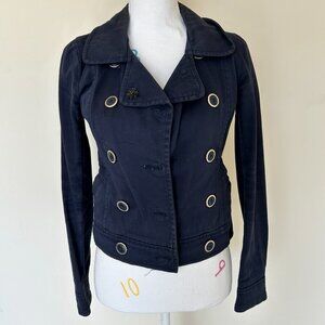 H&M short blue double breasted coat